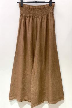 PANTALON-LARGE-LIN-CHOCOLAT