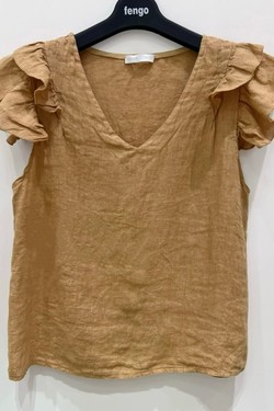 TOP-LIN-VOLANT-BLEU JEAN
