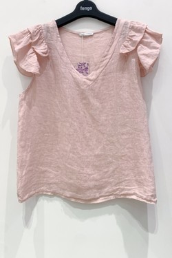 TOP-LIN-VOLANT-BLEU JEAN