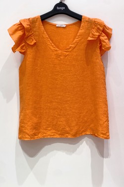 TOP-LIN-VOLANT-BLEU JEAN