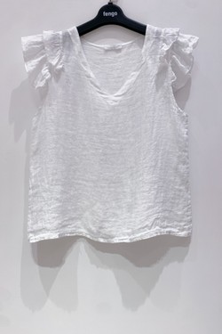 TOP-LIN-VOLANT-BLEU JEAN