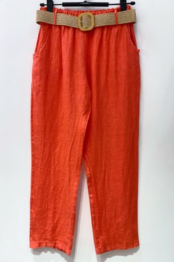 PANTALON-LIN-DROIT-ROSE PÂLE