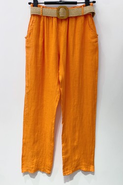PANTALON-LIN-DROIT-ROSE PÂLE