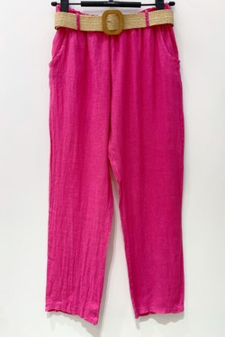 PANTALON-LIN-DROIT-ROSE PÂLE