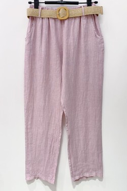 PANTALON-LIN-DROIT-ROSE PÂLE