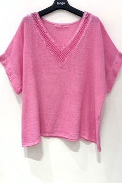 TOP-LC-SEQUINS-FUCHSIA/ROSE