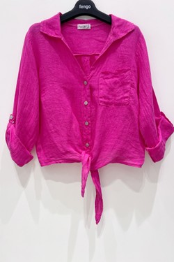 CHEMISE-LIN-NOEUD-202-FUCHSIA/ROSE