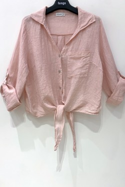 CHEMISE-LIN-NOEUD-202-FUCHSIA/ROSE