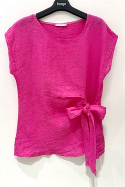 TOP-LIN-NOEUD-ROSE PÂLE-FUCHSIA/ROSE