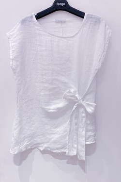 TOP-LIN-NOEUD-ROSE PÂLE-FUCHSIA/ROSE