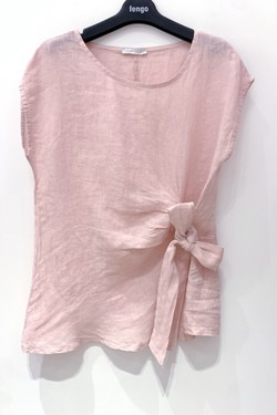 TOP-LIN-NOEUD-ROSE PÂLE-FUCHSIA/ROSE