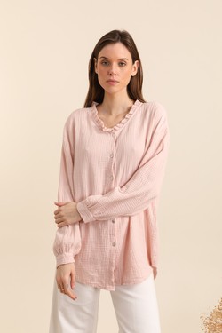 CHEMISE-GAZE-701-ROSE PÂLE