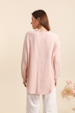CHEMISE-GAZE-701-ROSE PÂLE