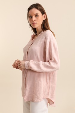 CHEMISE-GAZE-701-ROSE PÂLE