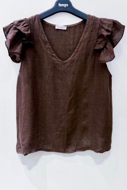 TOP-LIN-VOLANT-A-ROSE PÂLE