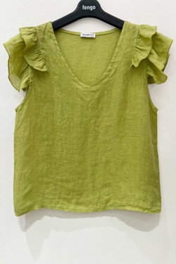 TOP-LIN-VOLANT-A-ROSE PÂLE