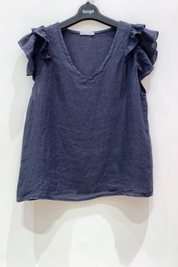 TOP-LIN-VOLANT-A-ROSE PÂLE