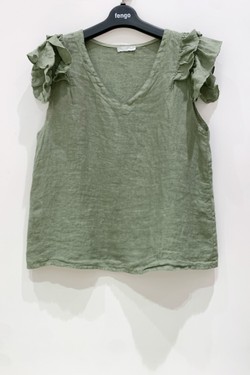 TOP-LIN-VOLANT-A-ROSE PÂLE