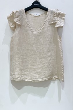 TOP-LIN-VOLANT-A-ROSE PÂLE