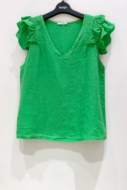TOP-LIN-VOLANT-A-ROSE PÂLE