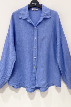 CHEMISE-LIN-455-B-BLEU AZUR