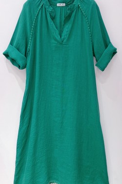 ROBE-LIN-GIGI-VERT ÉMERAUDE