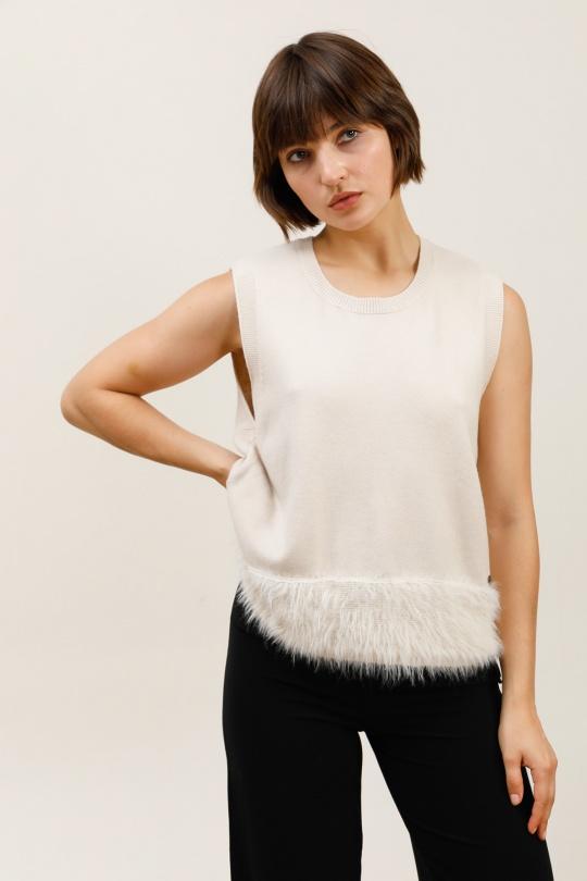 PULL-SANS-manches-duvet-ECRU/BEIGE