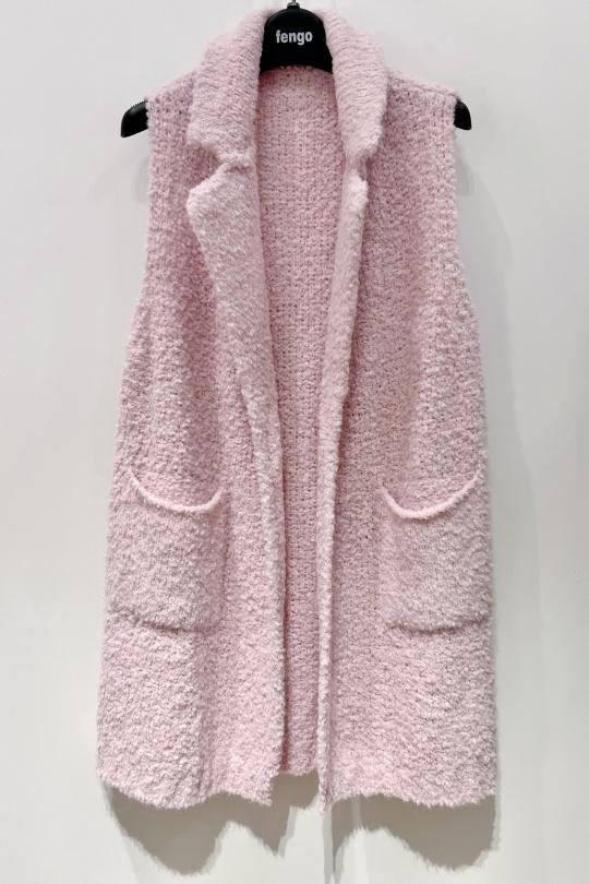 VESTE-BOUCLETTE-256WAM9053-ROSE PÂLE