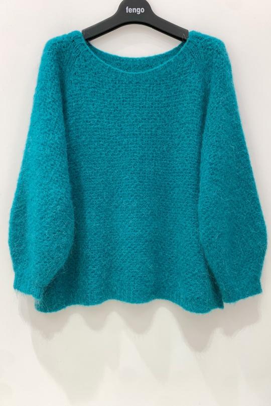 PULL-25W024MOHAIR-BLEU OCÉAN