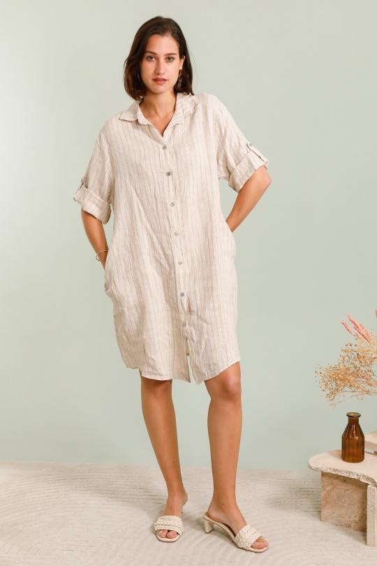 CHEMISE-RAYÉE-LIN-BEIGE