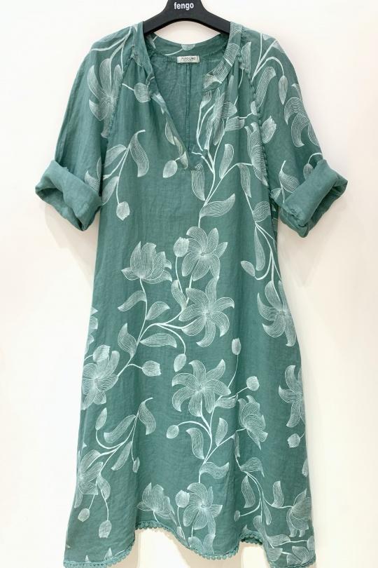 ROBE-LIN-LILI-VERT D EAU