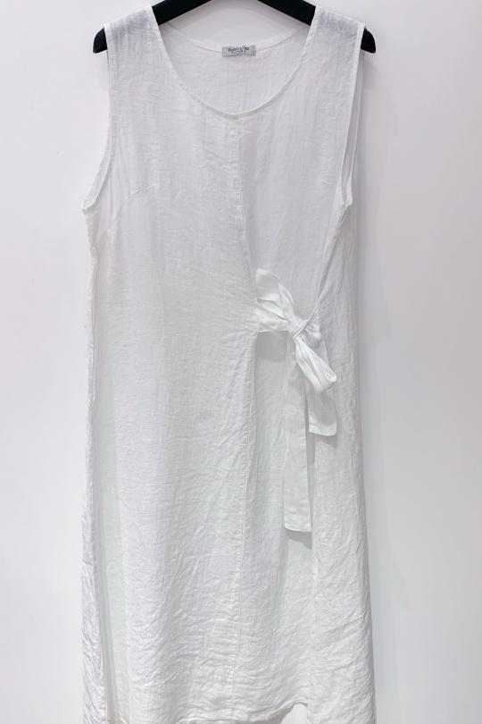 ROBE-LIN-CHARLIE-NOEUD-BLANC