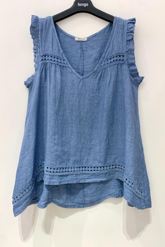 TOP-LIN-DENTELLE-BLEU JEAN