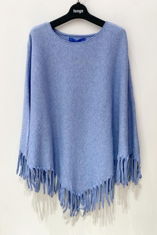 PONCHO-FRANGES-BLEU CIEL