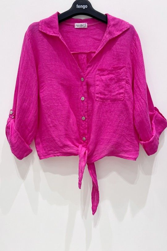 CHEMISE-LIN-NOEUD-202-FUCHSIA/ROSE