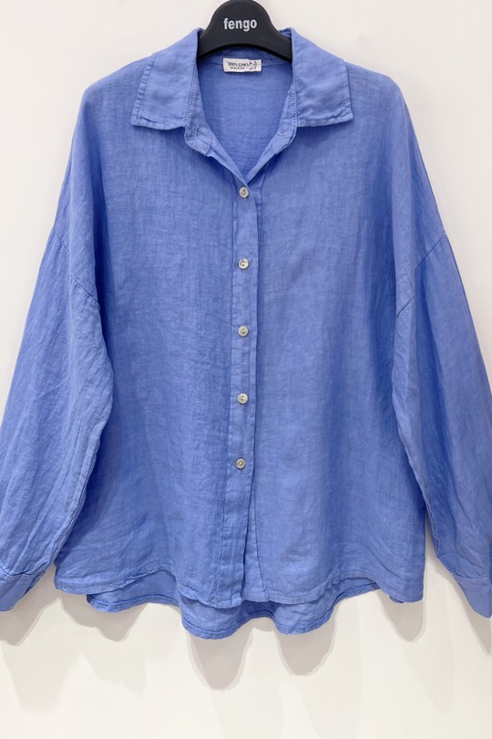 CHEMISE-LIN-455-B-BLEU AZUR