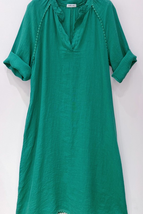 ROBE-LIN-GIGI-VERT ÉMERAUDE