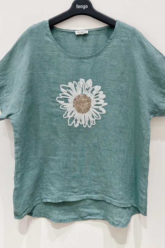 TOP-LIN-MARGOT-VERT D EAU