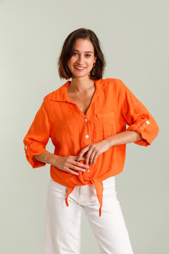 CHEMISE-LIN-NOEUD-202-ORANGE