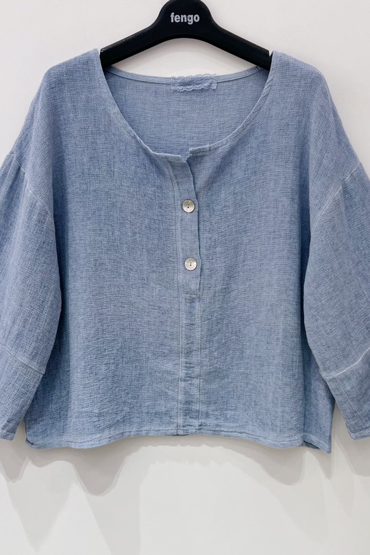BLOUSE-LC-BT86--BLEU JEAN