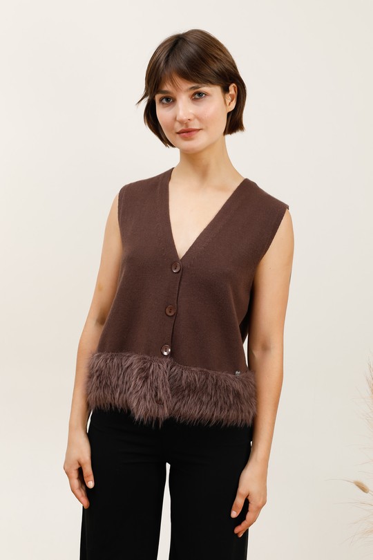 GILET-25W113-CHOCOLAT