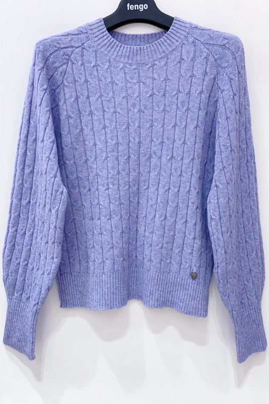 PULL-torsadé-25W-615-BLEU CIEL