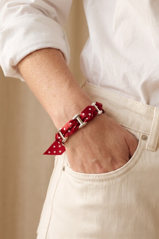 BRW1613 ARGENT POINTILLE-ROUGE