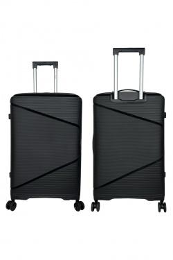AESIR, COLLECTION DE 3 VALISES EN POLYPROPYLÈNE ET CABINE POCHE ORDINATEUR BI-MATIÈRE. (HLS-218) NOIR-NOIR