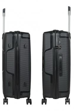 AESIR, COLLECTION DE 3 VALISES EN POLYPROPYLÈNE ET CABINE POCHE ORDINATEUR BI-MATIÈRE. (HLS-218) NOIR-NOIR
