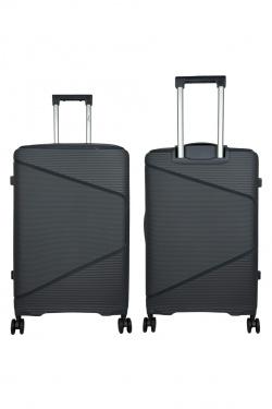 AESIR, COLLECTION DE 3 VALISES EN POLYPROPYLÈNE ET CABINE POCHE ORDINATEUR BI-MATIÈRE. (HLS-218) GRIS FONCÉ-GRIS FONCÉ