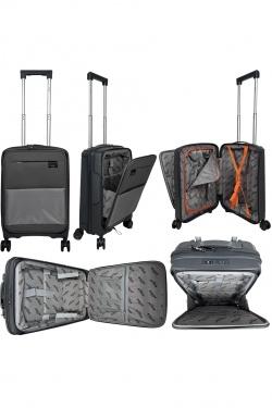 AESIR, COLLECTION DE 3 VALISES EN POLYPROPYLÈNE ET CABINE POCHE ORDINATEUR BI-MATIÈRE. (HLS-218) GRIS FONCÉ-GRIS FONCÉ