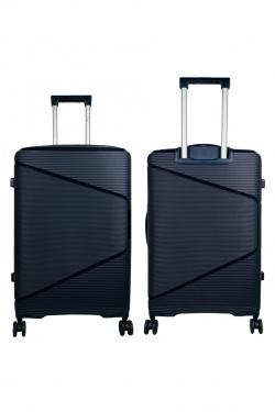 AESIR, COLLECTION DE 3 VALISES EN POLYPROPYLÈNE ET CABINE POCHE ORDINATEUR BI-MATIÈRE. (HLS-218) BLEU NUIT-BLEU PETROL