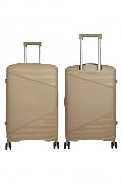AESIR, COLLECTION DE 3 VALISES EN POLYPROPYLÈNE ET CABINE POCHE ORDINATEUR BI-MATIÈRE. (HLS-218) BEIGE-BEIGE