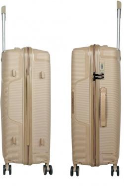AESIR, COLLECTION DE 3 VALISES EN POLYPROPYLÈNE ET CABINE POCHE ORDINATEUR BI-MATIÈRE. (HLS-218) BEIGE-BEIGE